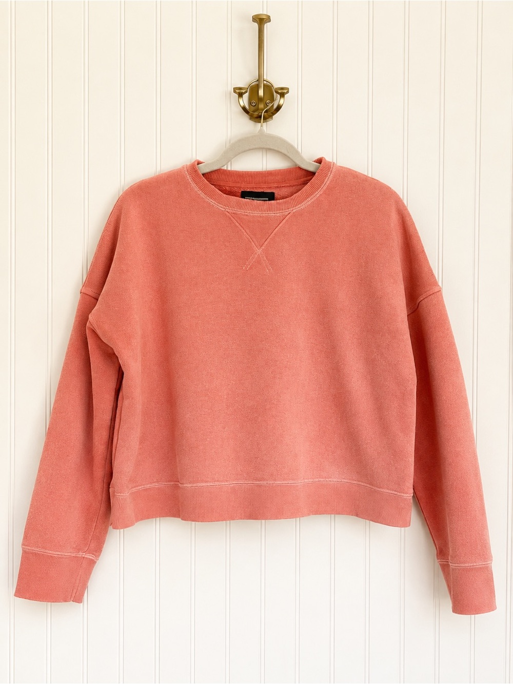 AYR The Locker Cropped Sweatshirt Medium Coral Pink 100% Cotton Oversized